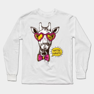 Hipster Giraffe Long Sleeve T-Shirt